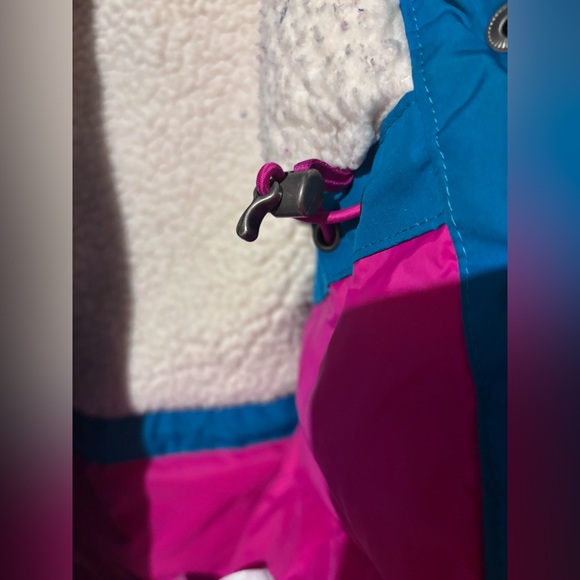 Girls Lands' End Teal Jacket with Cream Fleece Lining - Picture 6 of 7